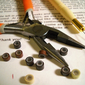 DIY Hair Feather Extensions Kit How To Do It with All Tools, pliers, threader, link beads, and Installation Instructions