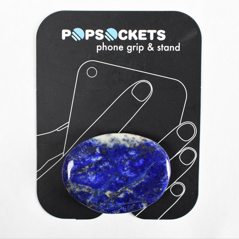 Customized Pop Sockets LAPIS LAZULI real natural blue gemstone Pop Out Phone grip holder original real pop socket posted 1/21/20 image 1