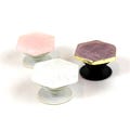 Hexagon Agate popsockets ROSE quartz or WHITE quartz with Gold or Natural Edges salmon pink gemstone original phone popgrip