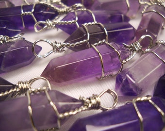 Multipack 1.5" Amethyst Point wirewrapped purple quartz double terminated crystal natural gemstone rock stone mineral