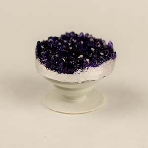 Amethyst Pop Sockets Custom gemstone Pop Out Phone grip holder original real pop socket gold, silver, or natural and black or white