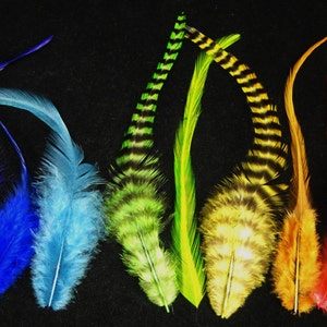 Multipack 2&quot;-6&quot; Fuzzy Rooster Feathers Wholesale Grizzly saddle hackle short bang craft hair feather