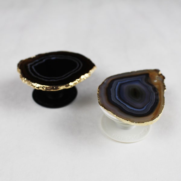 Pop Sockets Agate gold plated BLACK/GRAY type colors gemstone Pop Out Phone grip holder original real pop socket POSTED 5/8/24