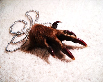 Beaver Foot Necklace or Key chain Real Paw Taxidermy small bones, claws, and skin jewelry