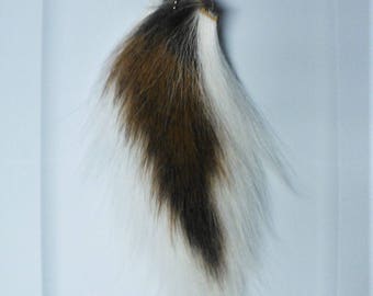 One 8-13" real Deer tail preserved with grommet and ball chain for art project, key chain, ornament, costume, Etc