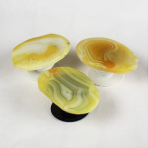 Customized Pop Sockets YELLOW Agate w/ natural edges gift idea gemstone Phone grip holder original real pop socket posted 11/30/19