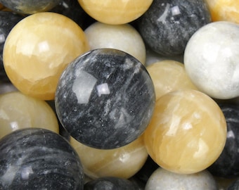 2-2.5" natural marble gemstone spheres silver grey, midnight grey, or honey specimen gift