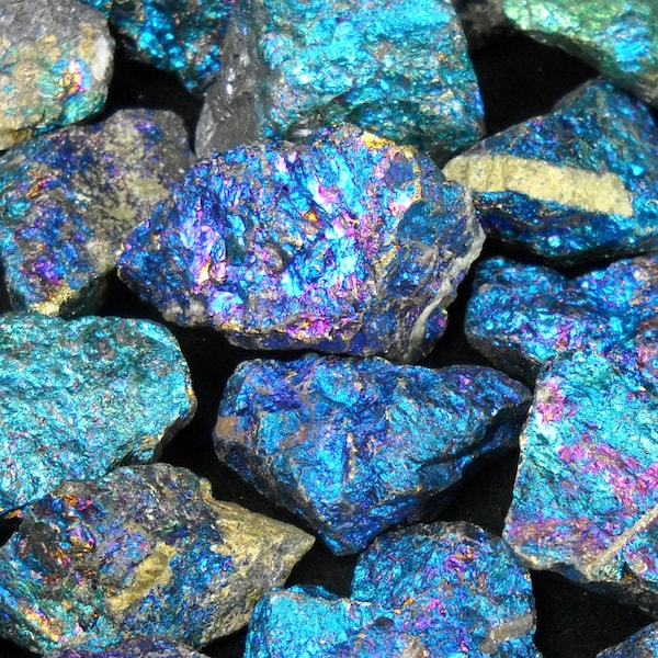 Multipack .5"-1" SIZE SMALL Peacock Ore gemstone iridescent rock stone crystals chalcopyrite bornite blue purple turquoise gold specimen