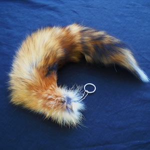 Real 15&quot;-19&quot; Discount Red Fox Fur Tail Totem Keychain Key Ring Key Fob for Purse, Anime Costume, Etc