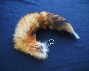 Real 15"-19" Discount Red Fox Fur Tail Totem Keychain Key Ring Key Fob for Purse, Anime Costume, Etc