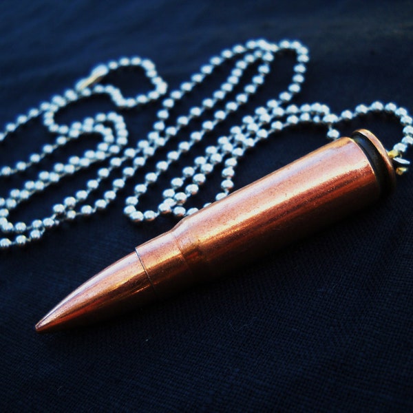 Real Bullet Cartridge Copper Metal Military War Hanging pendant necklace jewelry or keychain