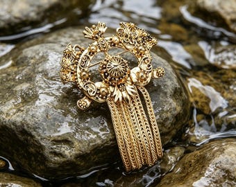 Handcrafted Vintage Gold Brooch – Elegant Statement Pin, Perfect for Parties, Gifts & Everyday Charm