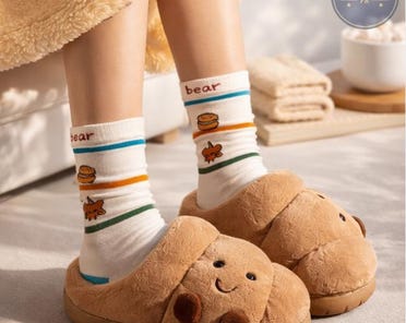 Pantofole invernali da donna in cotone con orecchie in peluche