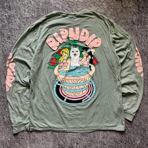 Ripndip Beach Lady Big Logo Grön Surf Style Långärmad Storlek L