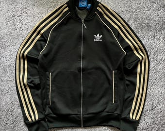 Vintage Adidas Originals Navy Green Track Bomber Jacket Size S