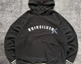 Felpa con cappuccio grigia da uomo Quiksilver Surf Style con logo grande, taglia XL.
