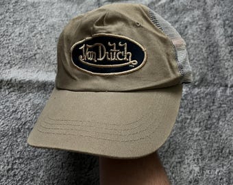 Vintage Von Dutch Y2K Big Logo Brown Cap
