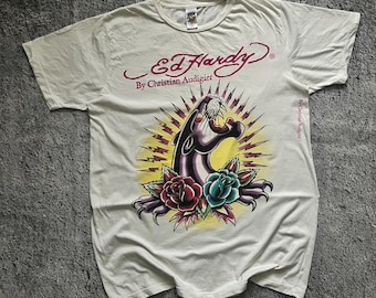 Vintage Ed Hardy By Christian Audigier Y2K Big Puma Logo  shirt Size L