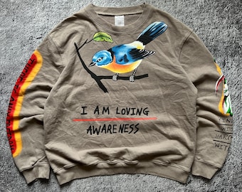 Vintage Kanye West Yeezy x Wes Lang Sweatshirt – Loving Awareness Bird Print Size L