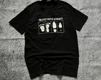Vintage 90s The Evolution Of Authority Y2K T-Shirt Men's Size Xs