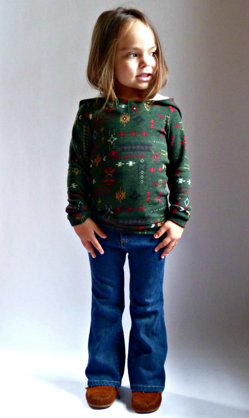 BIMAA Sweater PDF Sewing Pattern Hoodie, Cowl Neck, or Shawl Collar Long Sleeve Top Shirt Girls Boys Toddler Children 6/12mo 12yr image 2