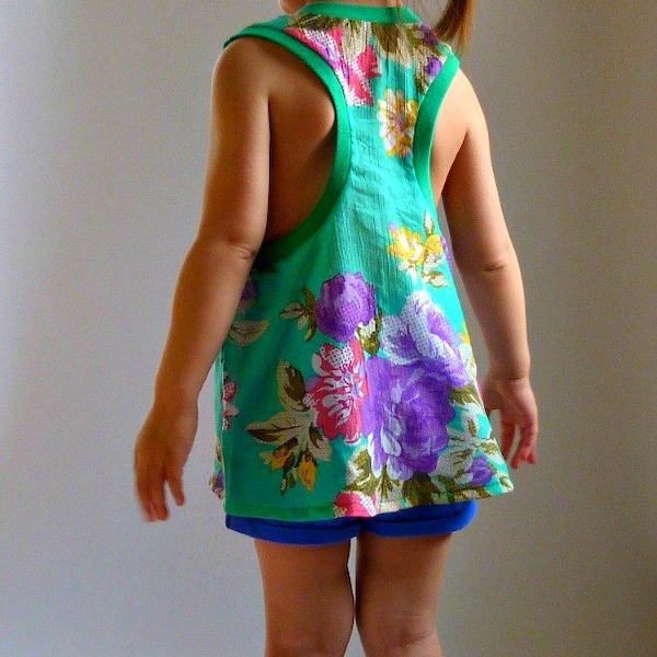 DOLI Tank- PDF Sewing Pattern Racer Back Tank Loose Fit Top Toddler Girls 12mo-6 Instant Download