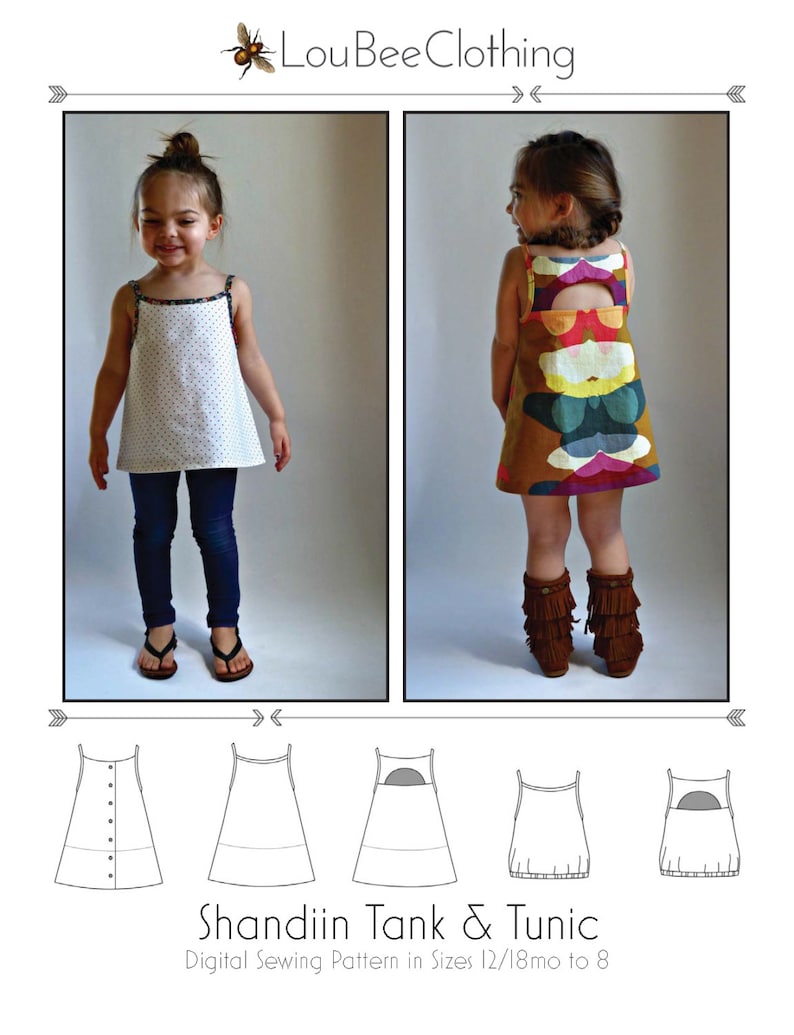 SHANDIIN Tank & Tunic PDF Sewing Pattern for Girls 12/18mo to 8 image 5