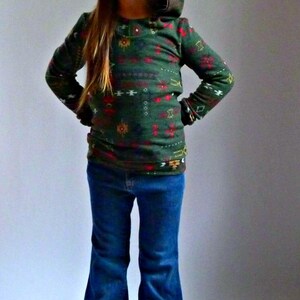 BIMAA Sweater PDF Sewing Pattern Hoodie, Cowl Neck, or Shawl Collar Long Sleeve Top Shirt Girls Boys Toddler Children 6/12mo 12yr image 4