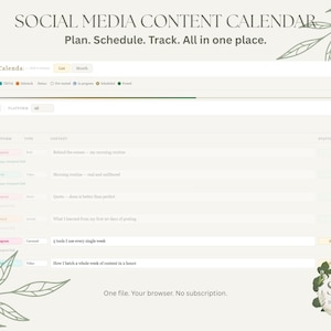 Light Social Media Content Calendar | Instagram, TikTok, Substack Planner (Digital Download)