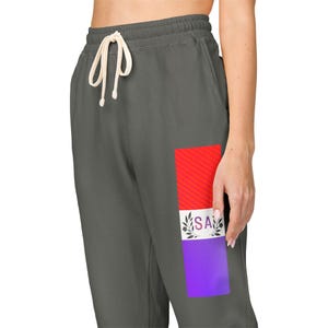 Röda Vita Lila Patchwork Träningsbyxor | Graphic Joggers