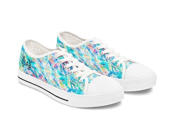 Blue Abstract Watercolor Sneakers Women's Low Top Sneakers | Tie Dye Beach Vibes