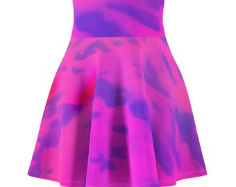 Pink Purple Tie Dye Skater Skirt | Abstract Swirl Pattern