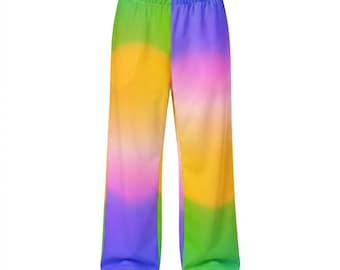 Cotton Blend Wide-Leg Lounge Pants: Comfortable, Stretchy, Colorful Gradient Design, Sunshine, Sunrise, Sunset, Bright, Bold, Gold, Yellow