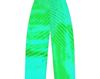 Aqua Abstract Print Pajama Pants | All-Over-Print Lounge Bottoms