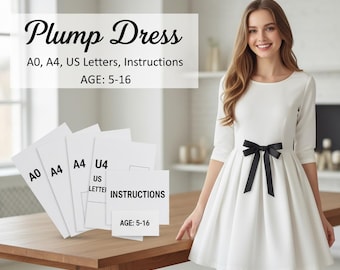 Plum Dress Sewing Pattern PDF | Flowy Elegant Women Dress Age 5 TO 16 | Easy Beginner DIY Dress | Casual to Formal Outfit | Instant Download