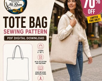 Tote Bag Sewing Pattern, 3 Sizes, Shoulder Bag PDF (Digital Download)