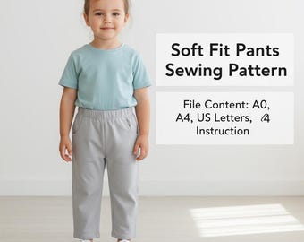 Soft Fit Pants Sewing Pattern PDF | Baby & Toddler Pants 0–3M  3T | Elastic Waist Kids Trousers | Easy Beginner Pattern | Instant Download