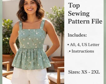 Women Top Sewing Pattern PDF | Easy Blouse Pattern XS–2XL | DIY Shirt Pattern | Beginner Friendly | Instant Download