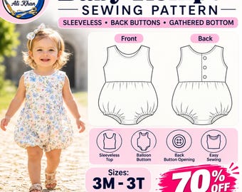 Willow Romper - PDF Sewing Pattern | Easy Romper for Kids (3-6M to 2-3Y)