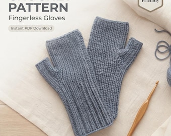 Crochet Fingerless Gloves Pattern PDF, Beginner Fingerless Mitts Crochet Pattern, Easy Wrist Warmers, Instant Digital Download, Thumb Gusset