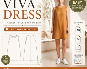 Viva Dress Sewing Pattern PDF  Women's Dress Pattern XSXL  A4, US Letter  Dress Pattern  Sewing Tutorial