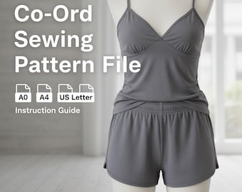 Co-Ord Set Sewing Pattern PDF | Women Matching Outfit Top & Bottom | Easy DIY Loungewear Set | Stylish Two Piece Set | Beginner Friendly