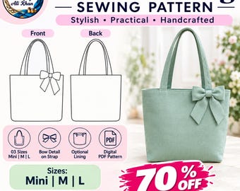 Petal Tote Bag Sewing Pattern PDF, Bow Tote Pattern, Shoulder Bag Sewing Pattern, DIY Fabric Tote, Printable Bag Pattern
