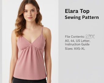 Elara Top Sewing Pattern PDF | Women Blouse XXSToXL | Easy DIY Top Pattern | Stylish Casual Top | Beginner Friendly
