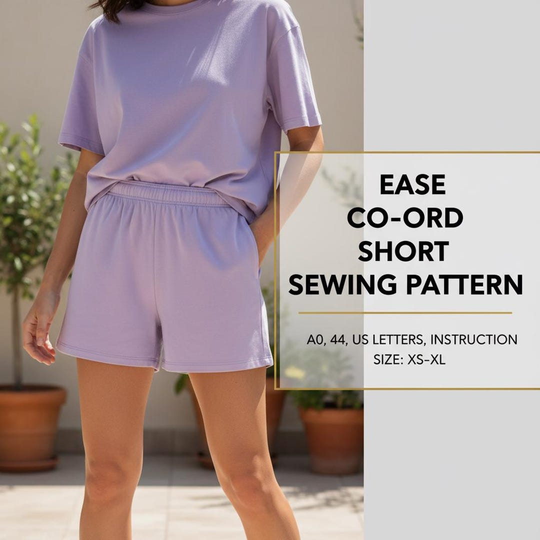 Ease Co-ord Short Sewing Pattern PDF XS-XL, Women’s Matching Shorts ...