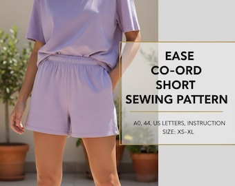 Ease Co-Ord Short Sewing Pattern PDF XS-XL, Women’s Matching  Shorts Pattern, Summer Lounge Set, Beginner