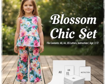 Girls Summer Set Sewing Pattern PDF, Top and Pants Pattern for Kids, Toddler Outfit