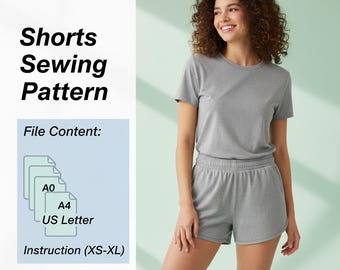 Shorts for Women Pattern | Women Shorts Pattern  | Elastic Waistband Shorts | High Waist Wide Leg Shorts Patterns XS to Xl