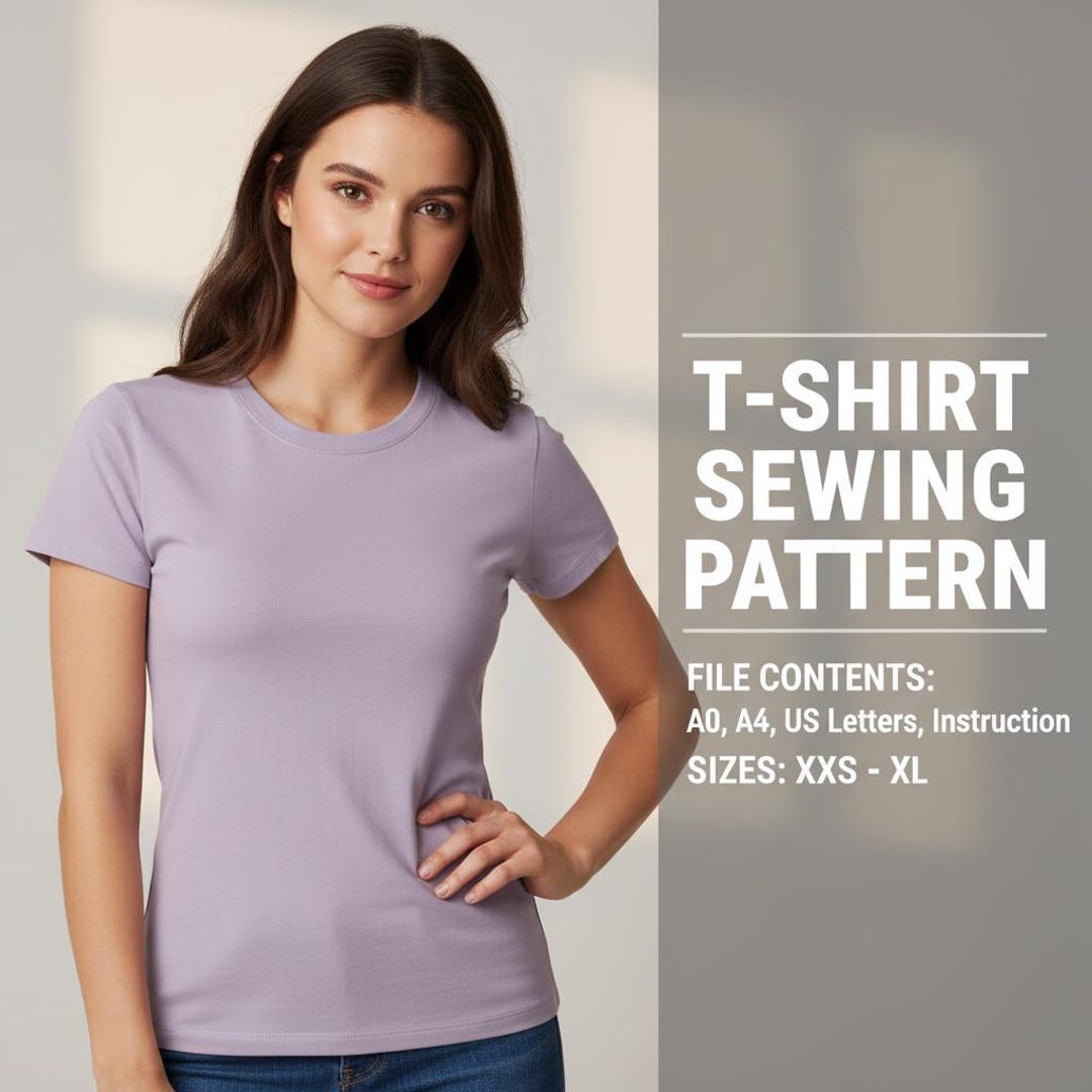 T-shirt Sewing Pattern PDF | Women Basic Tee Xxstoxl | Easy Beginner ...