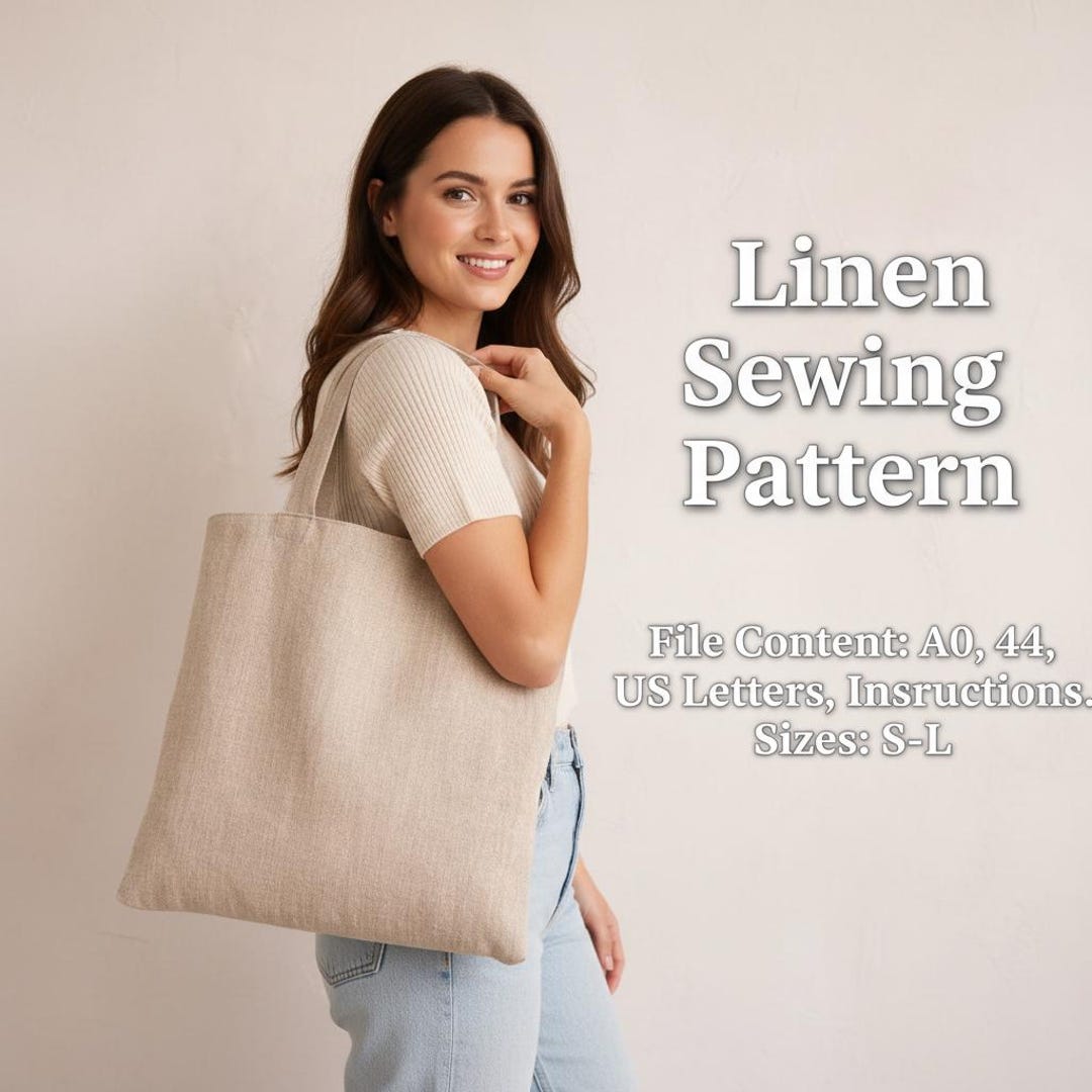 Linen Tote Bag Sewing Pattern PDF | Reusable Shopping Bag Pattern ...